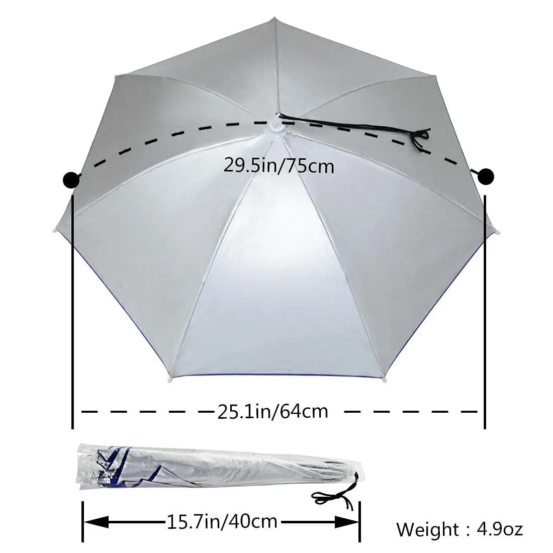 NEW-Vi Umbrella Hat Silver 65 cm (25.1 inches) | Hands-Free Sunshade for Outdoor Activities - view 5
