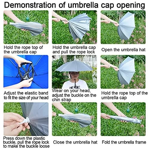 NEW-Vi Umbrella Hat Silver 65 cm (25.1 inches) | Hands-Free Sunshade for Outdoor Activities thumbnail 3