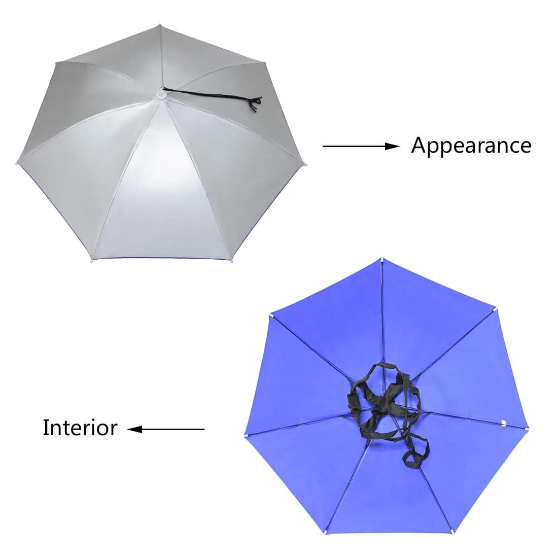 NEW-Vi Umbrella Hat Silver 65 cm (25.1 inches) | Hands-Free Sunshade for Outdoor Activities - view 4