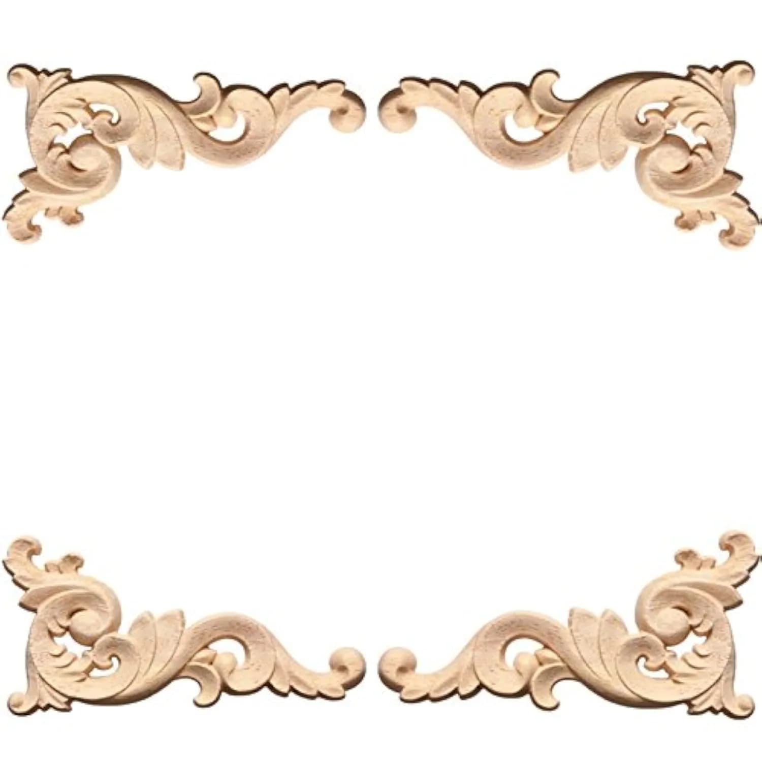 Susuntas 4pcs Wood Carved Corner Onlay Applique 12 x 6cm | Elegant DIY Furniture Decor - main product image