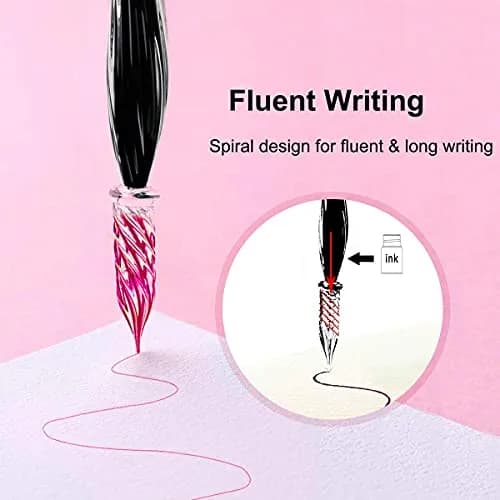 ESSSHOP Glass Dipped Pen Calligraphy Set with 7 Colorful & Invisible Inks | Hand-Crafted Borosilicate Glass thumbnail 5