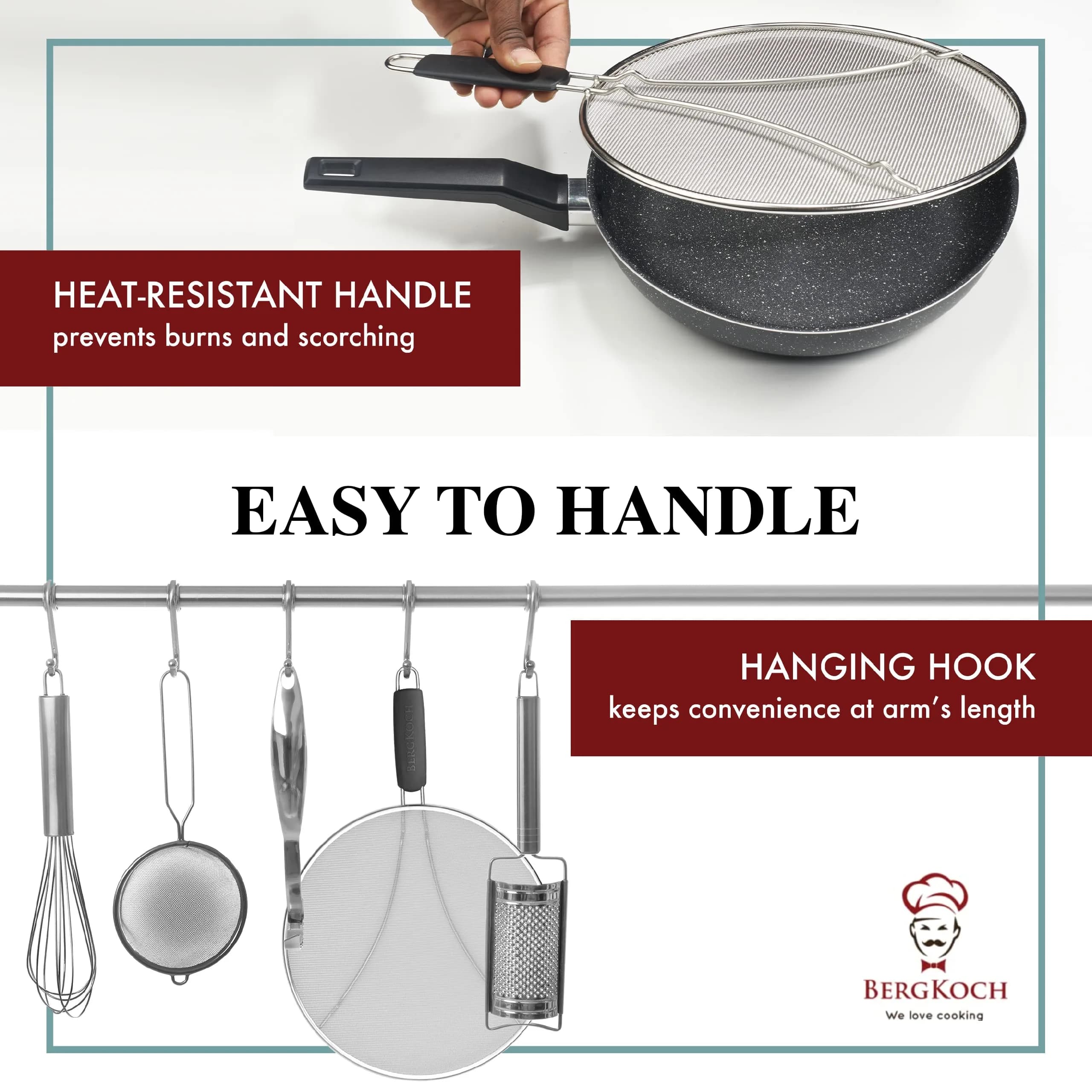 BergKoch 15 Inch Stainless Steel Splatter Screen | Fits All Pans, Dishwasher Safe - view 7