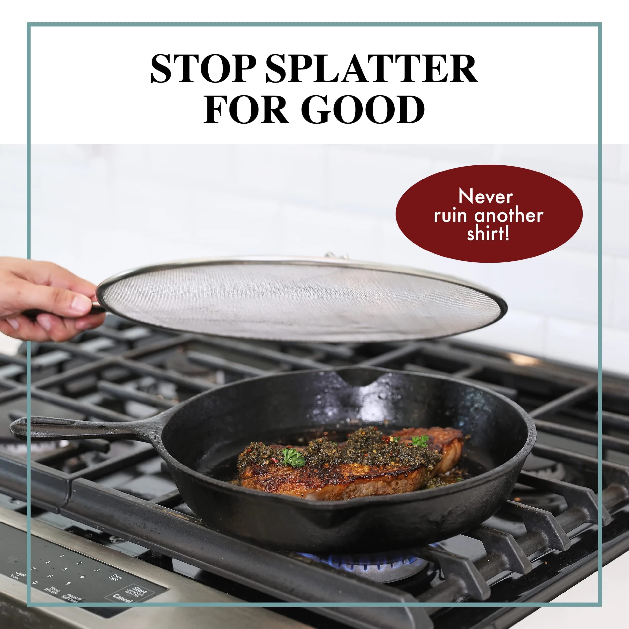 BergKoch 15 Inch Stainless Steel Splatter Screen | Fits All Pans, Dishwasher Safe - view 8