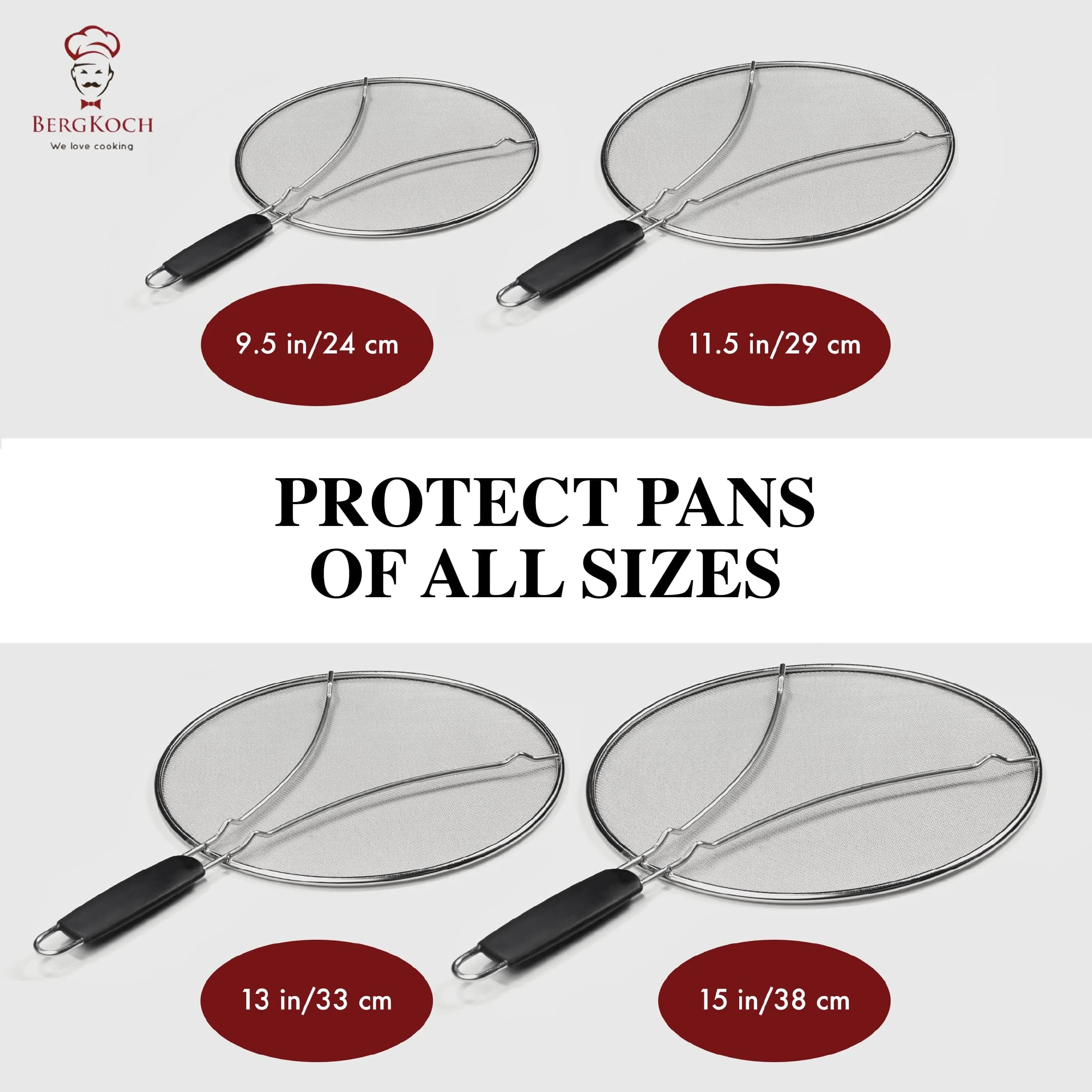 BergKoch 15 Inch Stainless Steel Splatter Screen | Fits All Pans, Dishwasher Safe - view 9