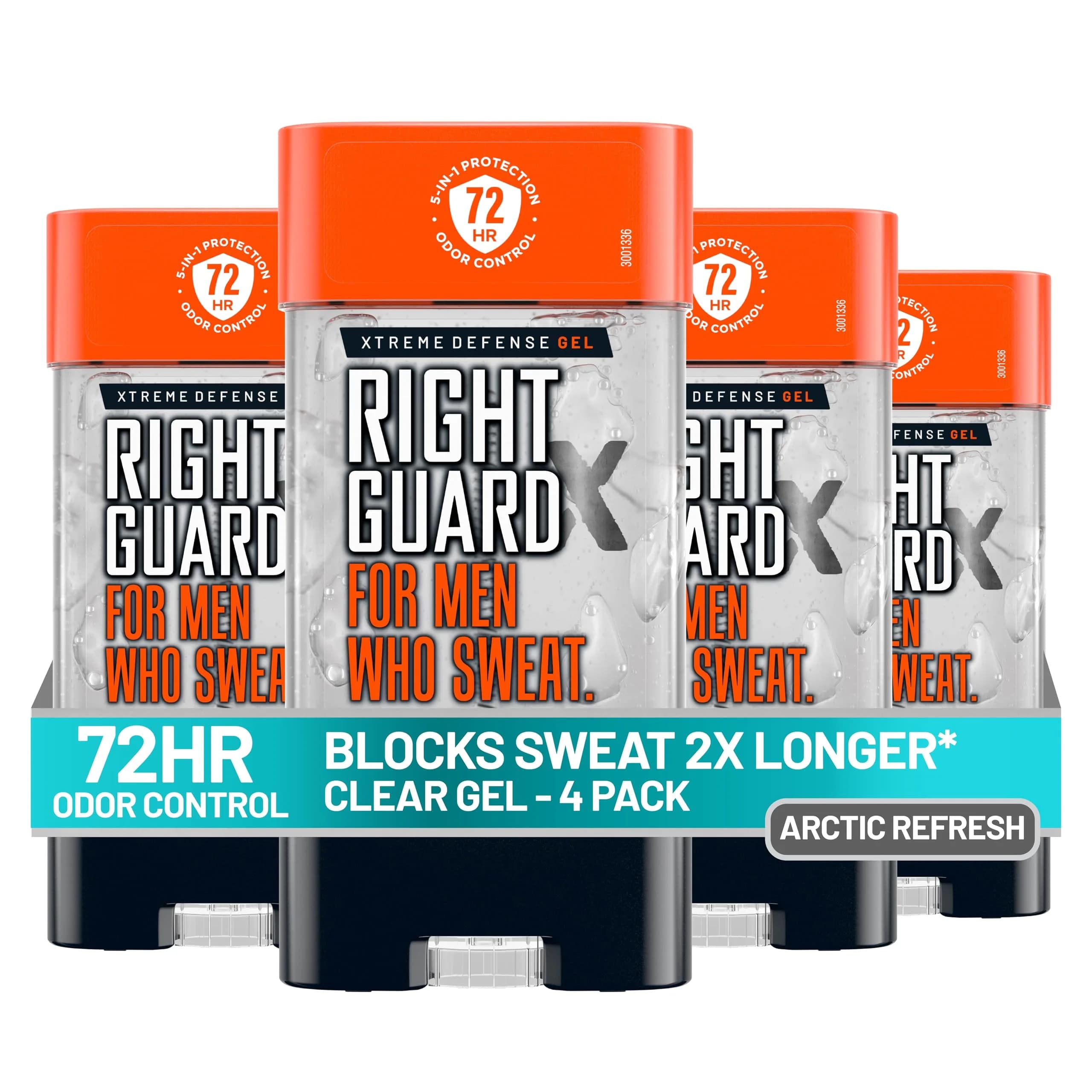 Right Guard Xtreme Defense Antiperspirant Deodorant Gel, Arctic Refresh Scent, 4 oz (Pack of 4) | 72-Hour Odor Control & Sweat Protection - main product image
