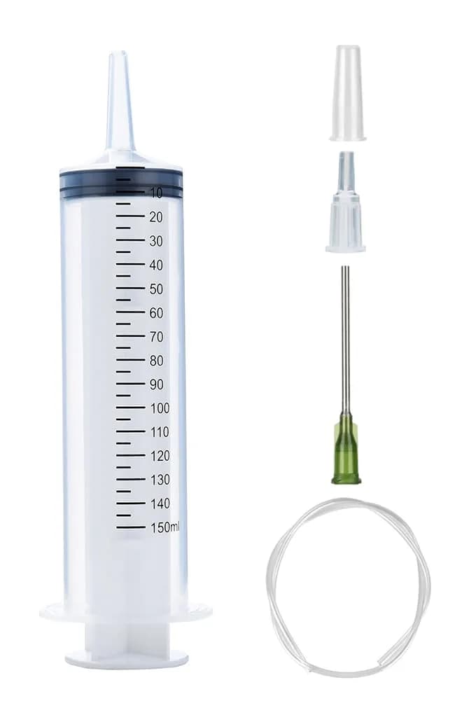 A AKRAF 150ml Syringe with 27.6 Inch Tube and Blunt Needle 14G 1.5” | Large Plastic Syringe for Scientific Labs, Nutrient Measuring, Watering, Refilling - main product image