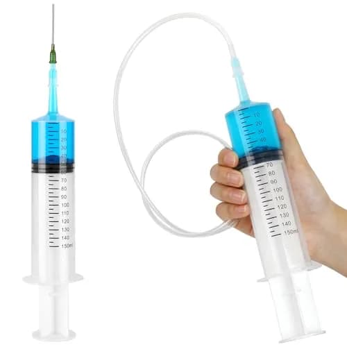 A AKRAF 150ml Syringe with 27.6 Inch Tube and Blunt Needle 14G 1.5” | Large Plastic Syringe for Scientific Labs, Nutrient Measuring, Watering, Refilling thumbnail 5