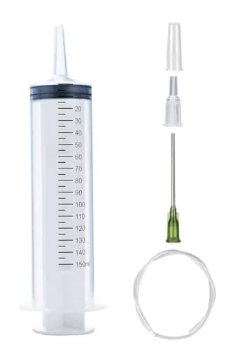 A AKRAF 150ml Syringe with 27.6 Inch Tube and Blunt Needle 14G 1.5” | Large Plastic Syringe for Scientific Labs, Nutrient Measuring, Watering, Refilling thumbnail 1