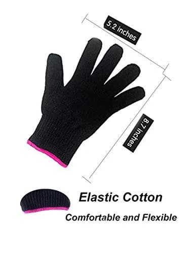 AFT90 Heat Resistant Styling Glove | Black with Pink Edge, 22cm (8.7in) | Protects Hands from Hot Tools thumbnail 4
