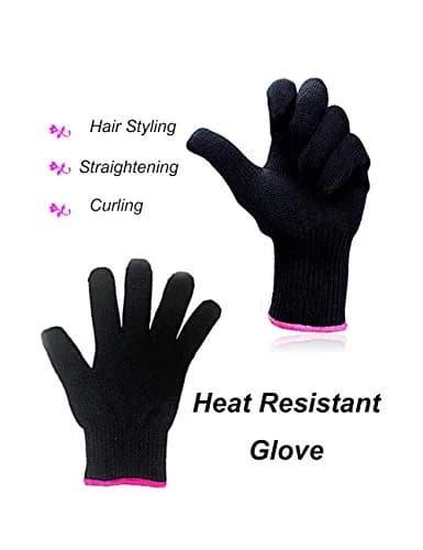 AFT90 Heat Resistant Styling Glove | Black with Pink Edge, 22cm (8.7in) | Protects Hands from Hot Tools thumbnail 2