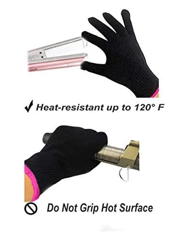 AFT90 Heat Resistant Styling Glove | Black with Pink Edge, 22cm (8.7in) | Protects Hands from Hot Tools thumbnail 3