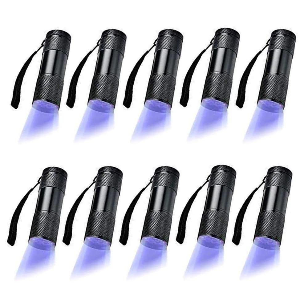 Optimal Shop UV Blacklight 9 LED Flashlight Torch 10-Pack | Essential for Pet Stains, Document Verification & More - main product image
