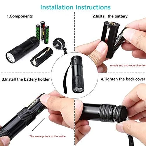 Optimal Shop UV Blacklight 9 LED Flashlight Torch 10-Pack | Essential for Pet Stains, Document Verification & More thumbnail 5