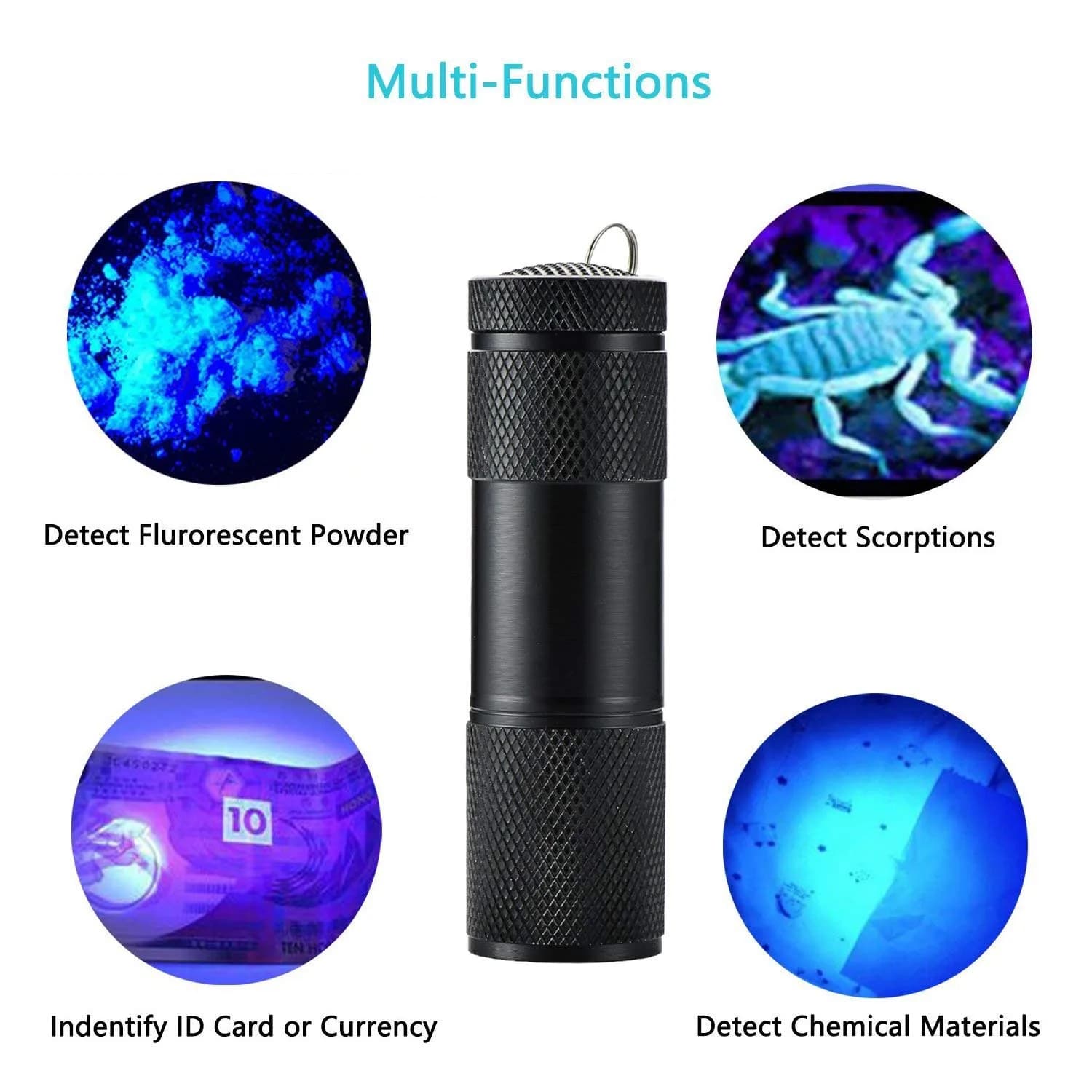 Optimal Shop UV Blacklight 9 LED Flashlight Torch 10-Pack | Essential for Pet Stains, Document Verification & More - view 6