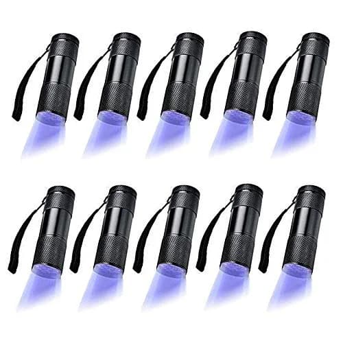 Optimal Shop UV Blacklight 9 LED Flashlight Torch 10-Pack | Essential for Pet Stains, Document Verification & More thumbnail 1