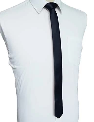 JEMYGINS Navy Silk Skinny Tie 4cm (1.58") | Business Party Dating thumbnail 2