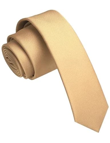 JEMYGINS Champagne Gold Silk Skinny Tie 4cm (1.58") | Business Party Dating Slim Necktie — Champagne Gold