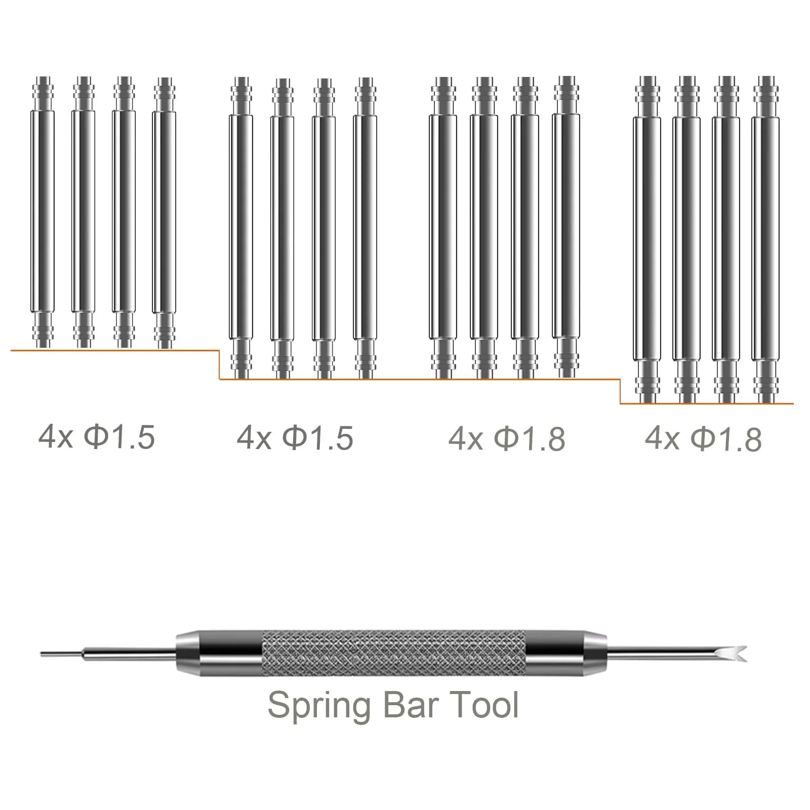 Vellsar 24mm Watch Band Pins & Tool Kit | Stainless Steel Spring Bars for Watch Bands & Buckles - view 2