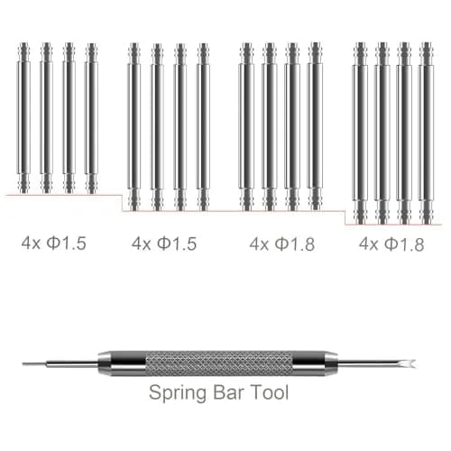 Vellsar 24mm Watch Band Pins & Tool Kit | Stainless Steel Spring Bars for Watch Bands & Buckles thumbnail 2
