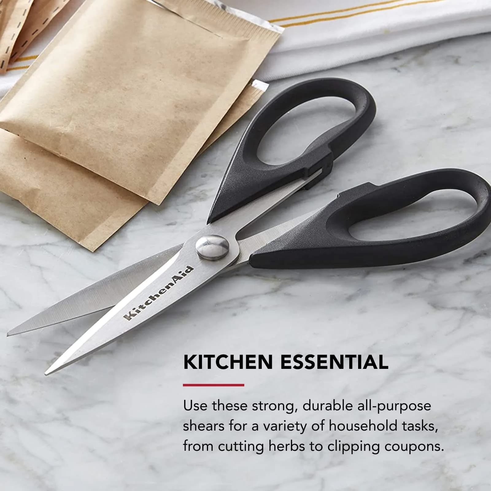 KitchenAid Black Multipurpose Kitchen Shears with Nutcracker & Bottle Opener, 1 Pack - view 2