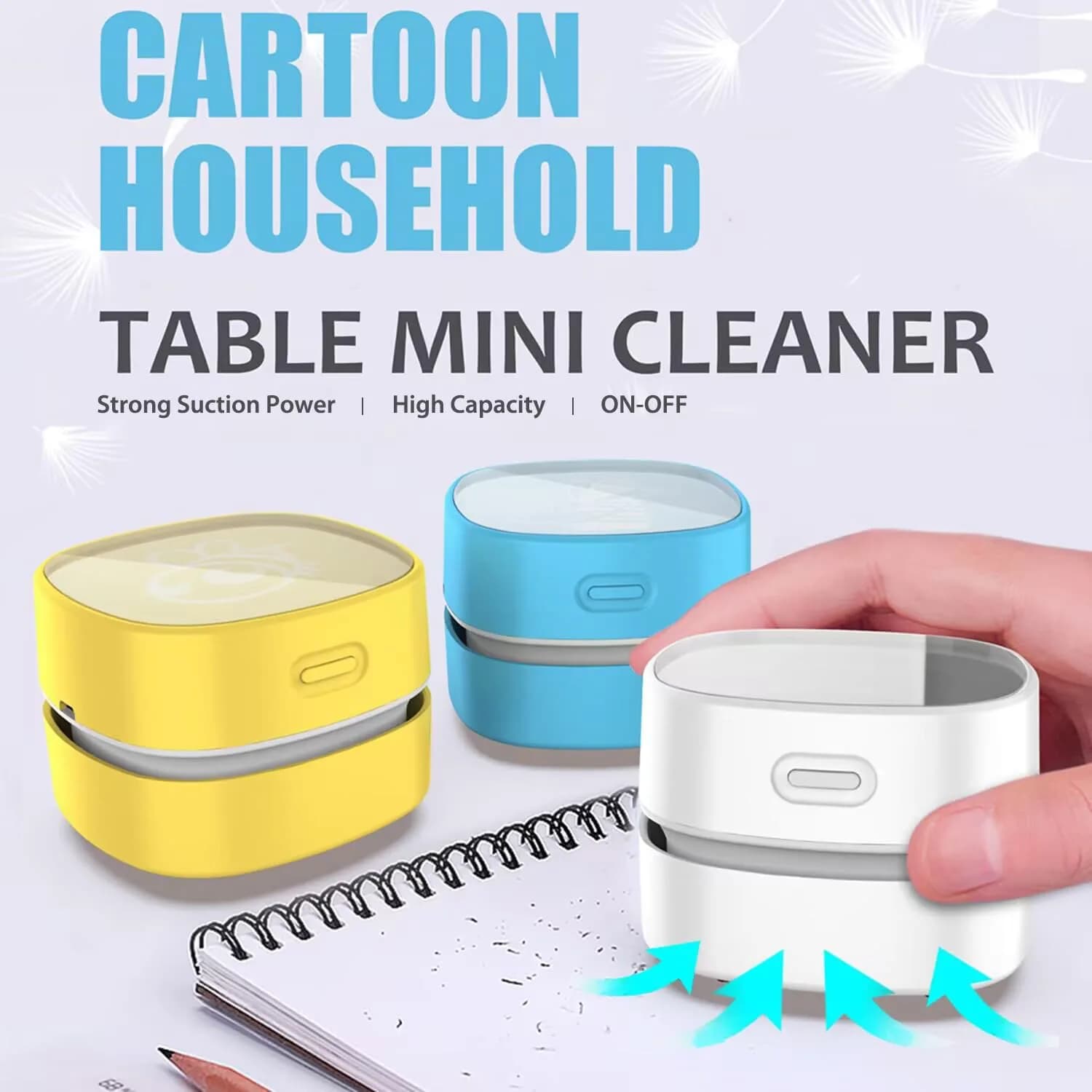 ODISTAR Mini Desktop Vacuum Cleaner White 200ml (6.76 Fl Oz) | Cordless & Portable for Desk Dust - view 4
