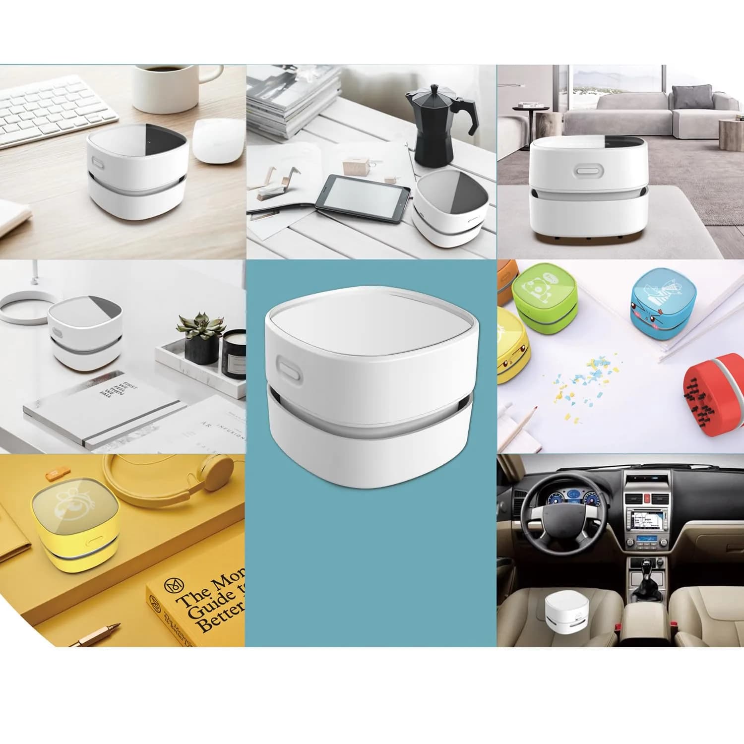 ODISTAR Mini Desktop Vacuum Cleaner White 200ml (6.76 Fl Oz) | Cordless & Portable for Desk Dust - view 5