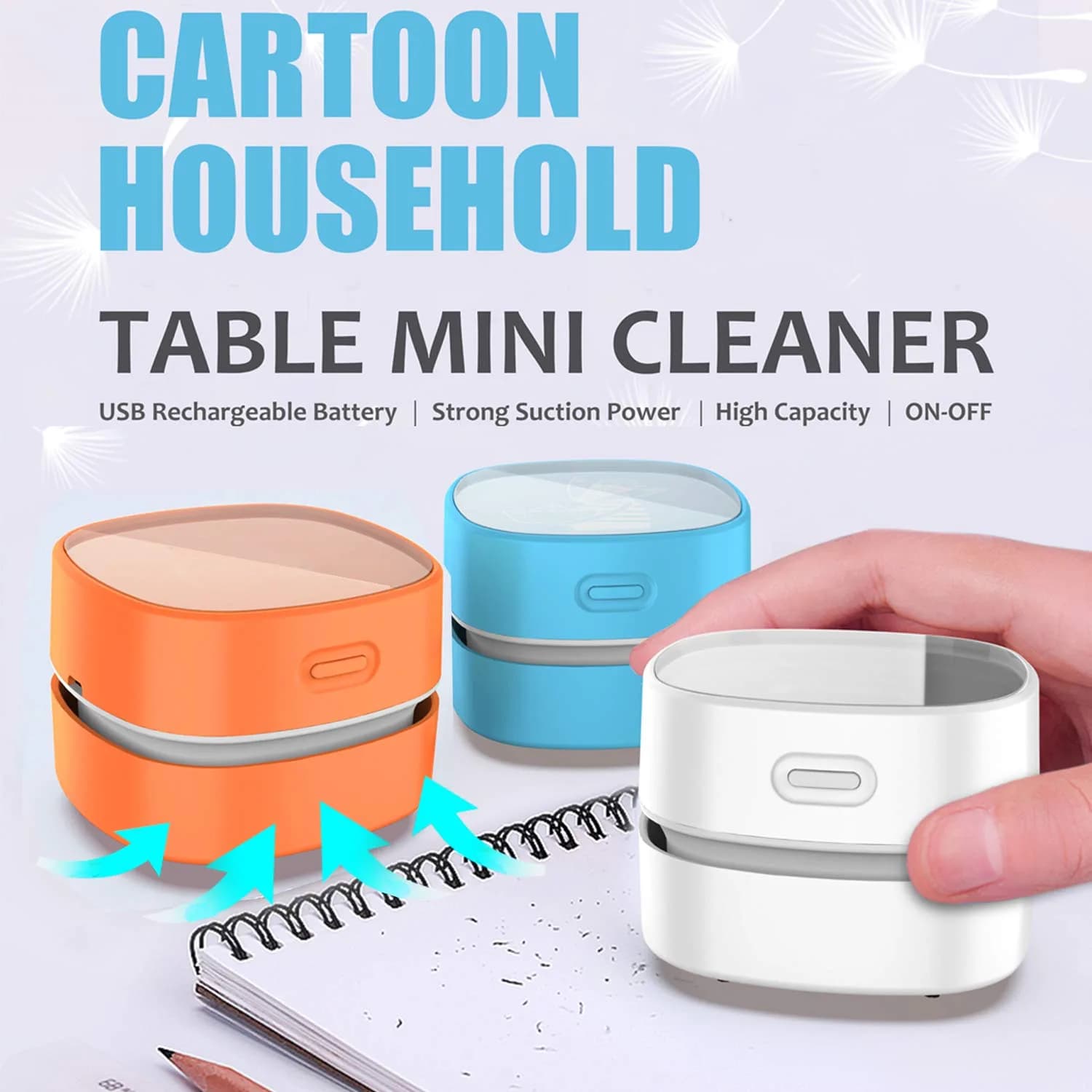 ODISTAR Mini Desktop Vacuum Cleaner Orange Charging | 200ml Capacity, 1000Pa Suction, 4-Hour Battery - view 5