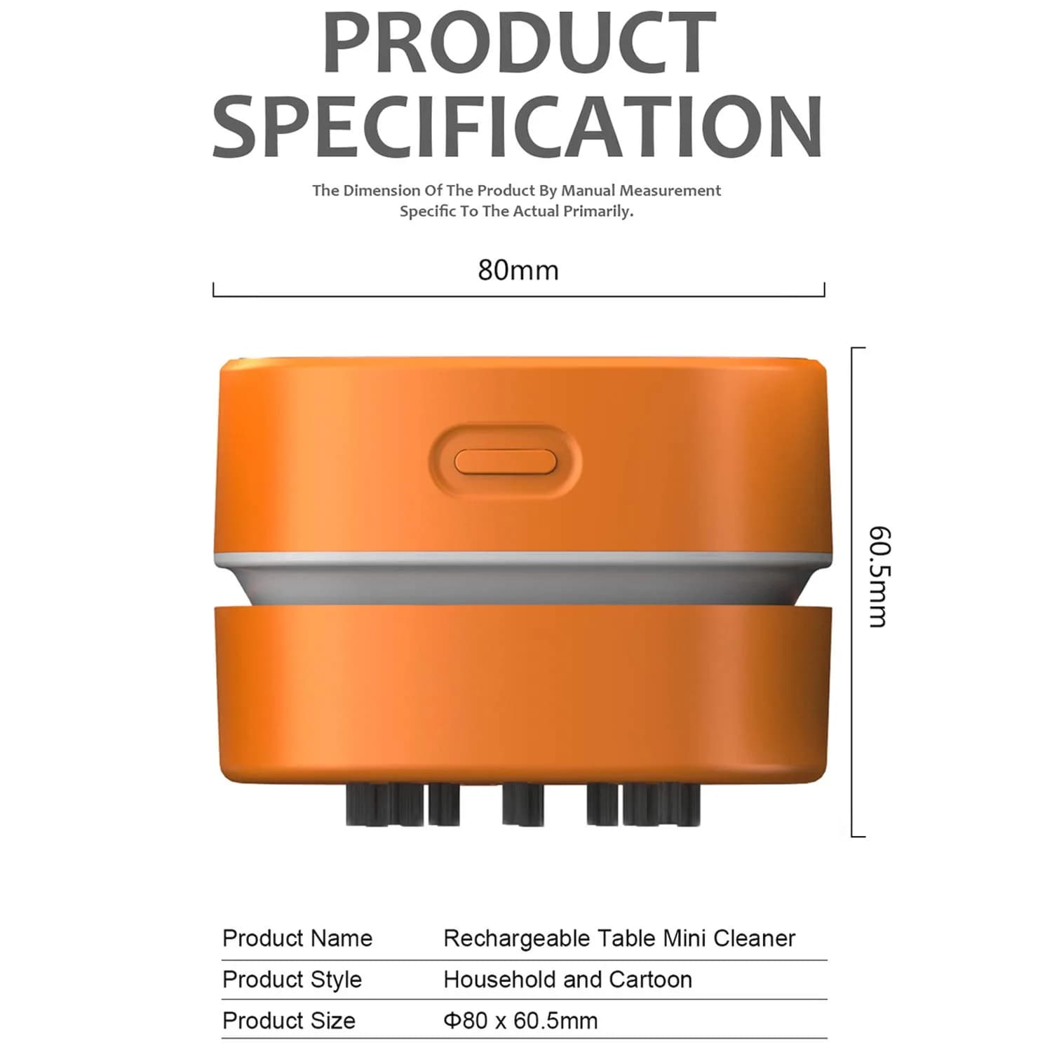 ODISTAR Mini Desktop Vacuum Cleaner Orange Charging | 200ml Capacity, 1000Pa Suction, 4-Hour Battery - view 2