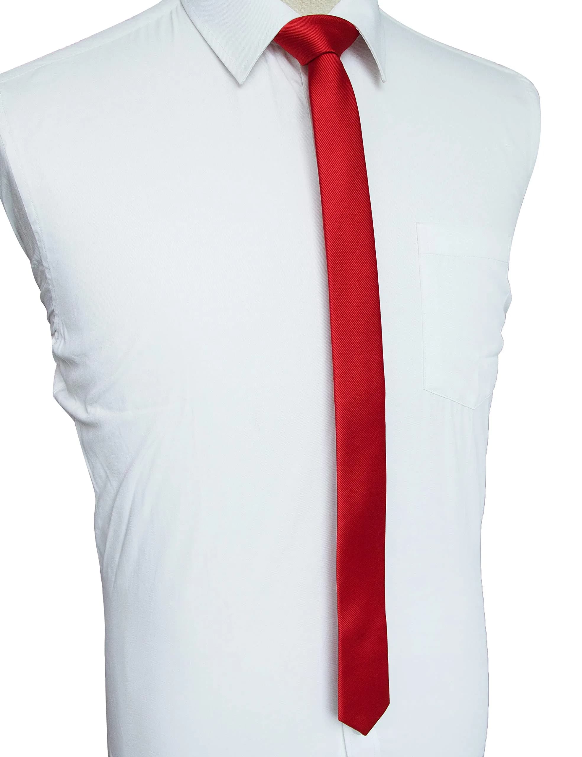 JEMYGINS Red Silk Skinny Tie 4cm (1.58") | Business & Party Slim Necktie - view 2