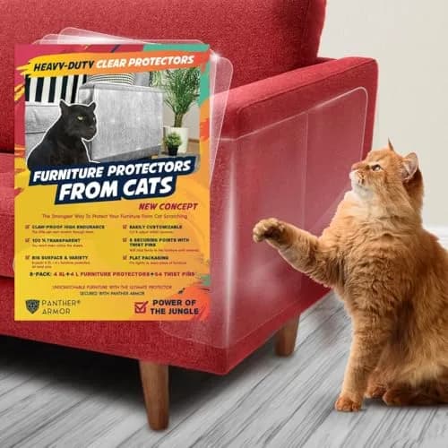Panther Armor Heavy Duty Anti-Scratch Cat Couch Protector Sheets 8-Pack | Transparent Furniture Shield for Fabric Upholstery thumbnail 1