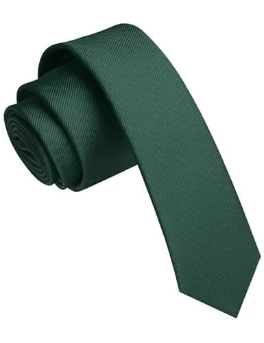 JEMYGINS Dark Green Silk Skinny Tie 4cm (1.58") | Woven for Business & Parties — Dark Green