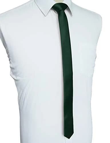 JEMYGINS Dark Green Silk Skinny Tie 4cm (1.58") | Woven for Business & Parties thumbnail 2