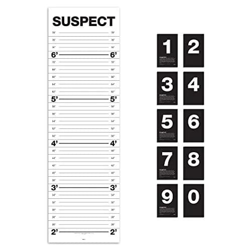 Suck UK Mugshot Height Chart & Party Props Poster with 10 Number Cards | 24 inch (61 cm) Vertical Poster thumbnail 1