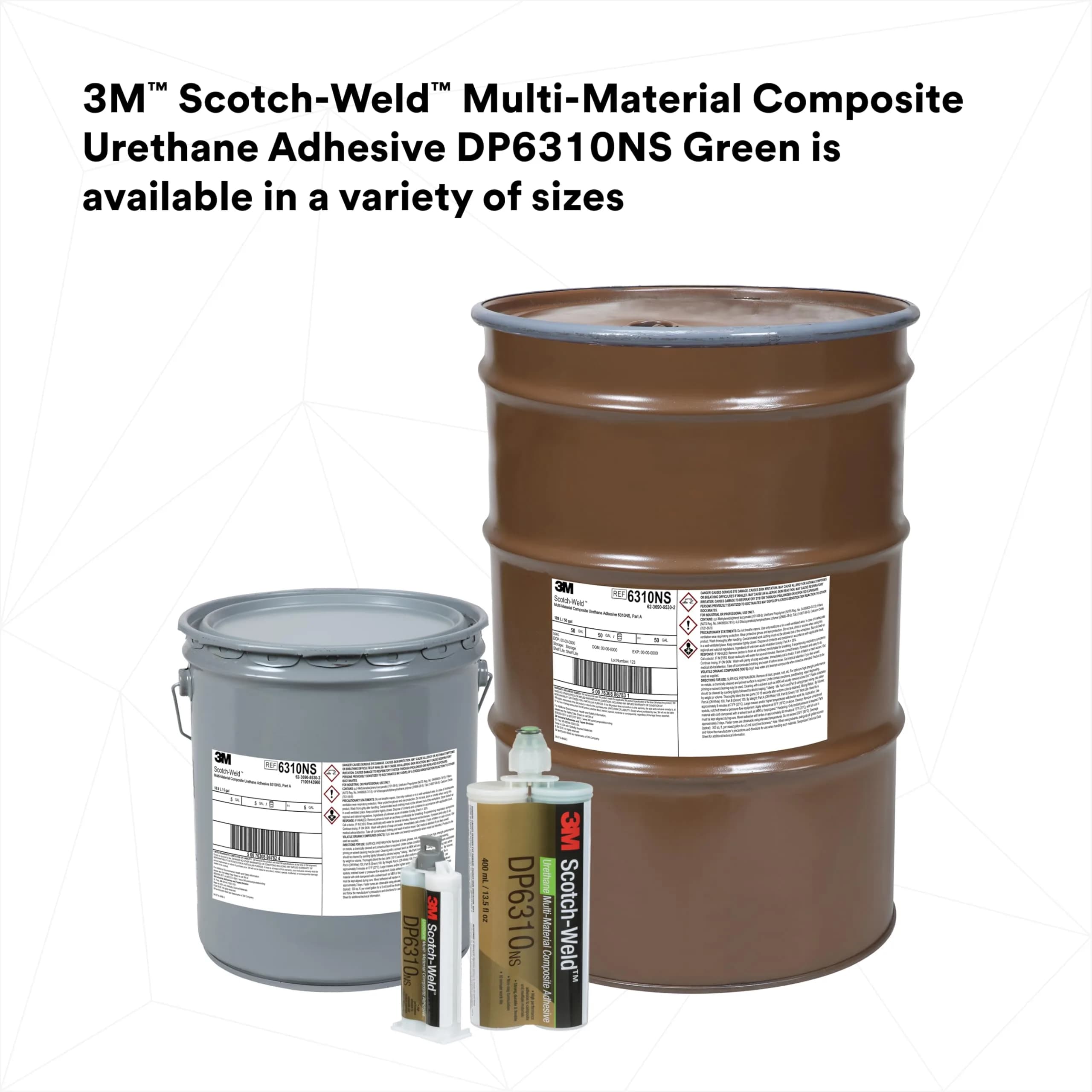 3M Scotch-Weld Multi-Material Composite Urethane Adhesive DP6310NS, Green 48.5ml (1.6 Fl Oz) | Non-Sag Two-Part Urethane for Industrial Bonding - view 9