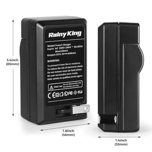 Rainy King NB-11L Battery Charger for Canon PowerShot ELPH 110 HS, 130 HS, 340 HS, 350 HS, A2300, SX400 is, A2400 is, A2500, A3500 is, A4000 is, IXS 240 HS, IXUS 285 HS | Travel Model, LCD Indicator, CE Certified thumbnail 5