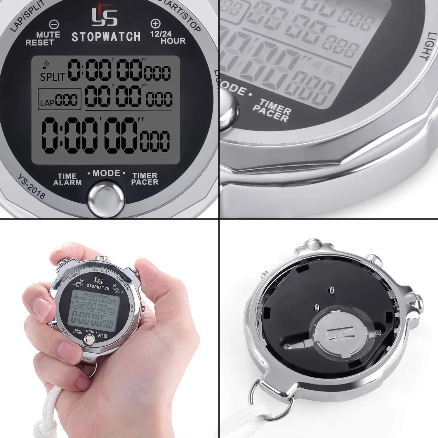 LAOPAO XJ-203 Stopwatch Timer in Ys-2018 Color with 1/100th Second Precision - view 4
