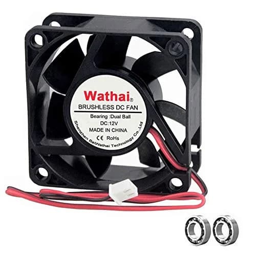 Wathai 60mm x 60mm x 25mm 12V DC Case Fan Brushless Cooling Fan Dual Ball 2P | 4700RPM, 25CFM, 37dBA, 50,000 hrs life thumbnail 1