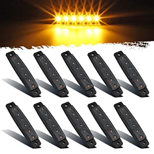 Partsam 10Pcs 3.8" Amber 6LED Side Marker Clearance Lights Waterproof | 12V Trailer & Truck Indicator thumbnail 1