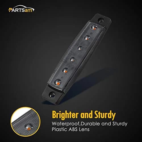 Partsam 10Pcs 3.8" Amber 6LED Side Marker Clearance Lights Waterproof | 12V Trailer & Truck Indicator thumbnail 7