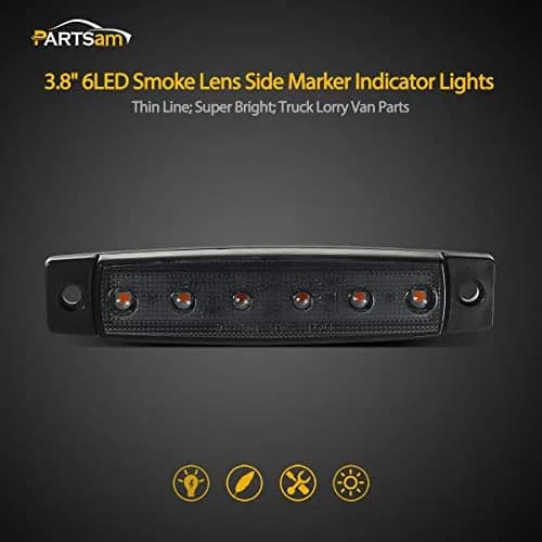 Partsam 10Pcs 3.8" Amber 6LED Side Marker Clearance Lights Waterproof | 12V Trailer & Truck Indicator thumbnail 2