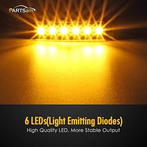 Partsam 10Pcs 3.8" Amber 6LED Side Marker Clearance Lights Waterproof | 12V Trailer & Truck Indicator thumbnail 3