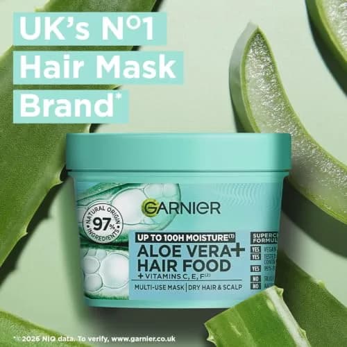 Garnier Aloe Vera+ Hair Food - 100h Moisture Mask 400ml | Deep Hydration for Dry Hair & Scalp thumbnail 2