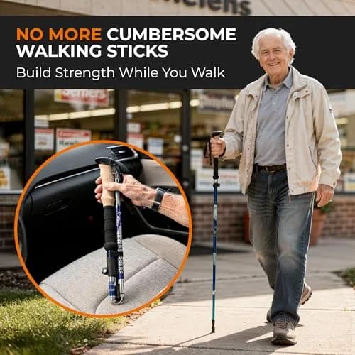TREKOLOGY Trek-Z Hiking Trekking Poles, 2pc | Adjustable, Lightweight Aluminum, Collapsible for Men & Women thumbnail 6