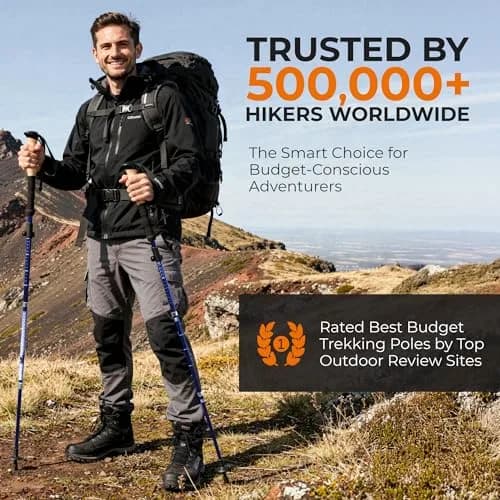 TREKOLOGY Trek-Z Hiking Trekking Poles, 2pc | Adjustable, Lightweight Aluminum, Collapsible for Men & Women thumbnail 7