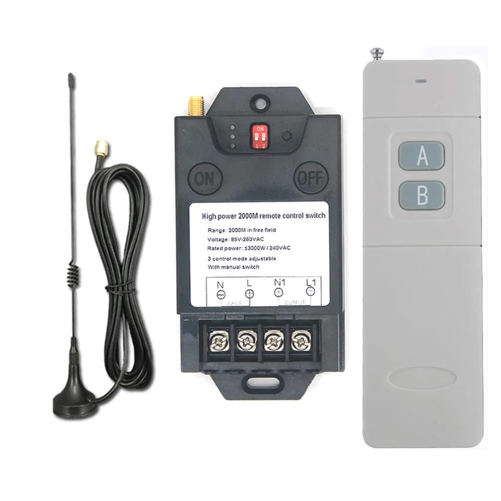 Jiangbao Wireless Remote Control Switch AC 110V 220V Relay Switch Transmitter with 2360m Range | High Power 3000W Industrial Remote Control - main product image