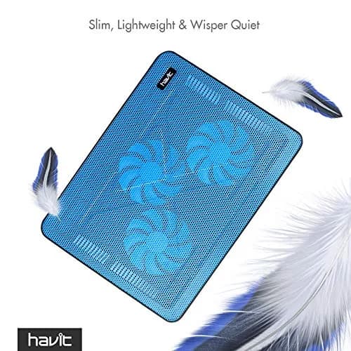havit HV-F2056 Laptop Cooling Pad for 15.6-17 Inch Laptops, Blue | 3 Quiet USB-Powered Fans, 2 Height Settings thumbnail 4