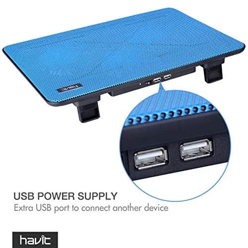 havit HV-F2056 Laptop Cooling Pad for 15.6-17 Inch Laptops, Blue | 3 Quiet USB-Powered Fans, 2 Height Settings thumbnail 6