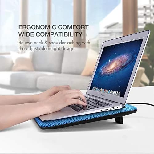 havit HV-F2056 Laptop Cooling Pad for 15.6-17 Inch Laptops, Blue | 3 Quiet USB-Powered Fans, 2 Height Settings thumbnail 9