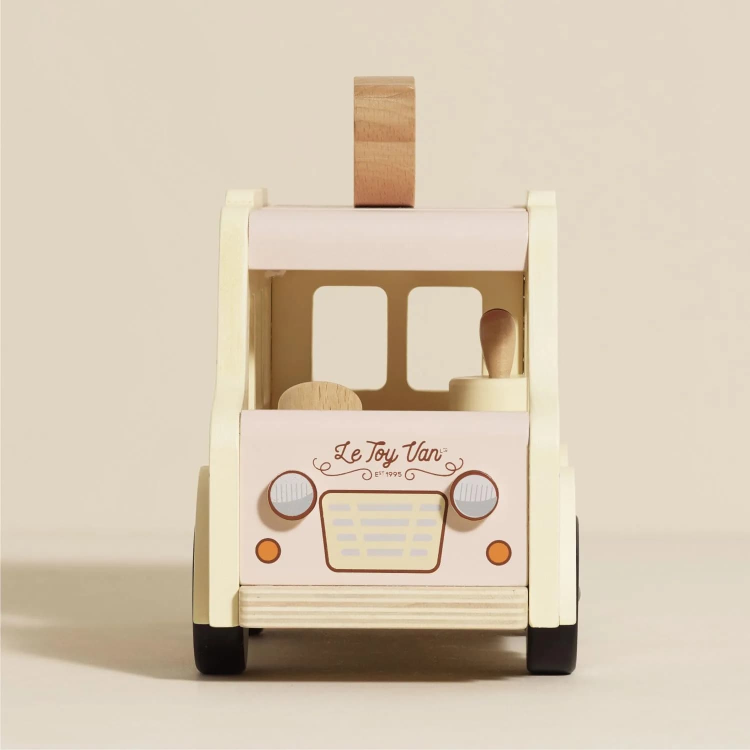 Le Toy Van Dolly Ice Cream Van Play Set for Doll Houses | Traditional Pink Wood, Ages 3+ - view 5