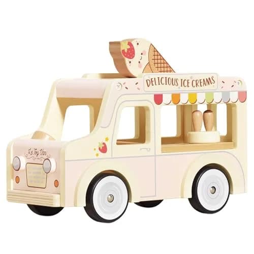 Le Toy Van Dolly Ice Cream Van Play Set for Doll Houses | Traditional Pink Wood, Ages 3+ thumbnail 1